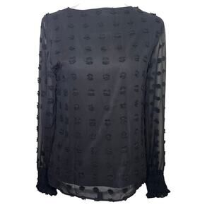 Blooming Jelly Chiffon Pom Pom Elastic Ruffle Cuff Sheer Gothic Blouse Women's S